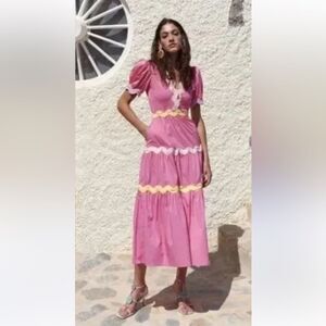 NWT Celia B Piscis Midi Dress Pink Small